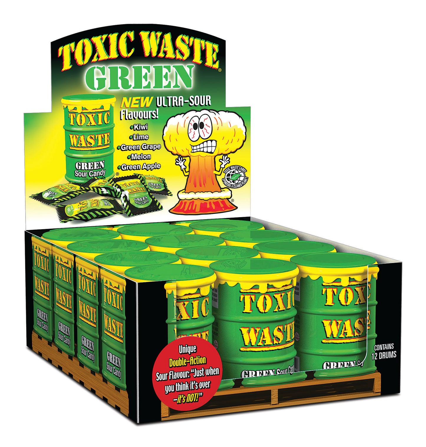 Toxic Waste Green (Hazardously) Ultra Sour Candy Drum 42g