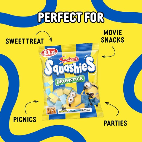 Swizzels Drumstick Minions Banana & Blueberry Squashies 120g