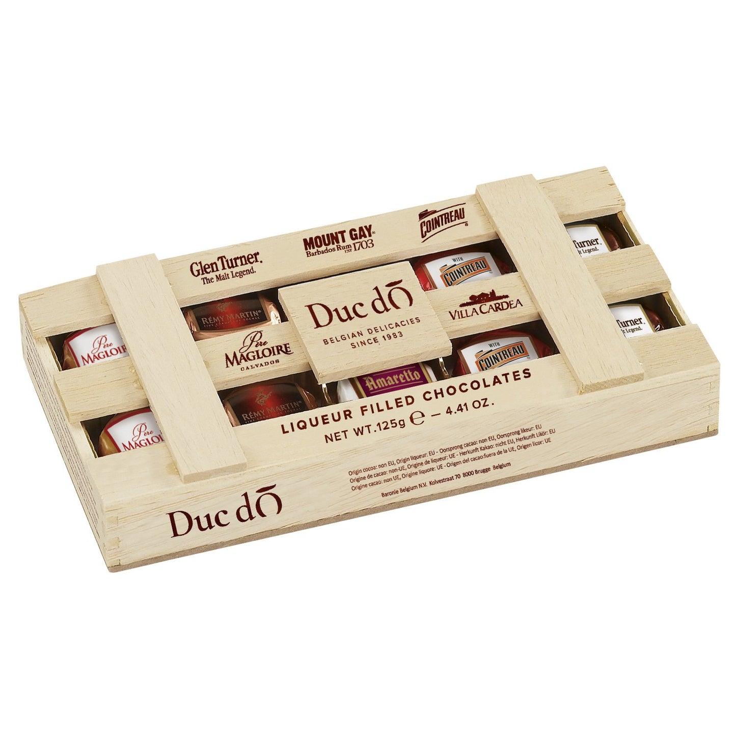 Duc D'O Wooden Crate Of Praline Liqueurs 125G